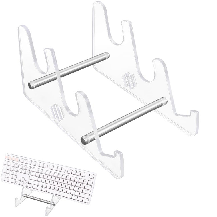 CRASPIRE Clear Keyboard Stand Keyboard Display Shelf Acrylic Iron 3 Tier Portable Detachable Mechanical Computer Collection Storage Holder Tray for C