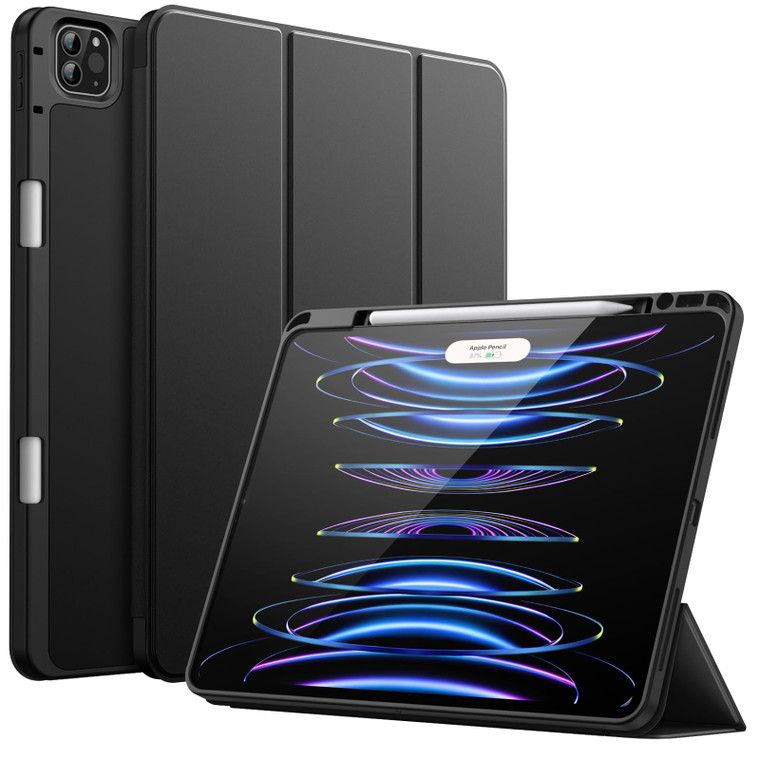 JETech Case for iPad Pro 12.9-Inch (6th/5th Generation, 2022/2021 Model) with Pencil Holder, Support 2nd Pencil Charging, Slim Tablet Cover with Soft