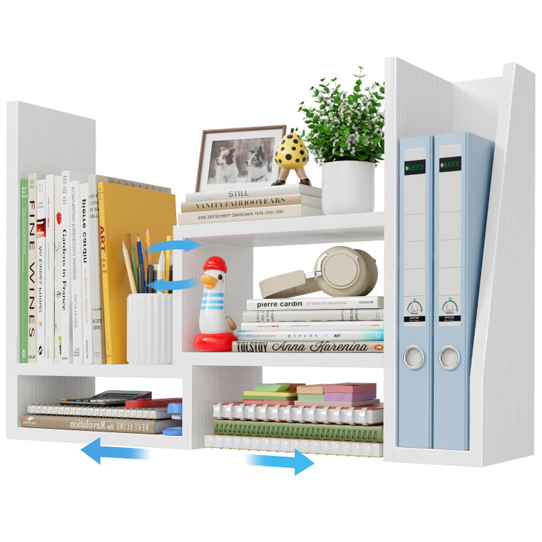 Desktop File Organizer Desk Organizer Shelf - White Office Organization Shelves for Top of Desk Organizers and Accessories Corner Bookshelf Table Top