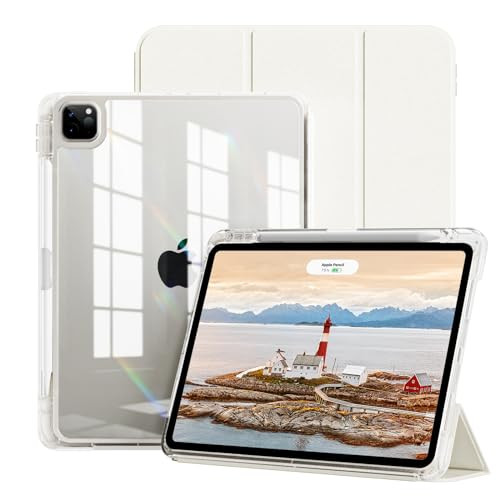 GKABXY Case for iPad Pro 11 inch 4th/3rd/2nd Generation with Pencil Holder,Support 2nd Gen Pencil Charging, Auto Wake Auto,2 in 1 Removable Transpare