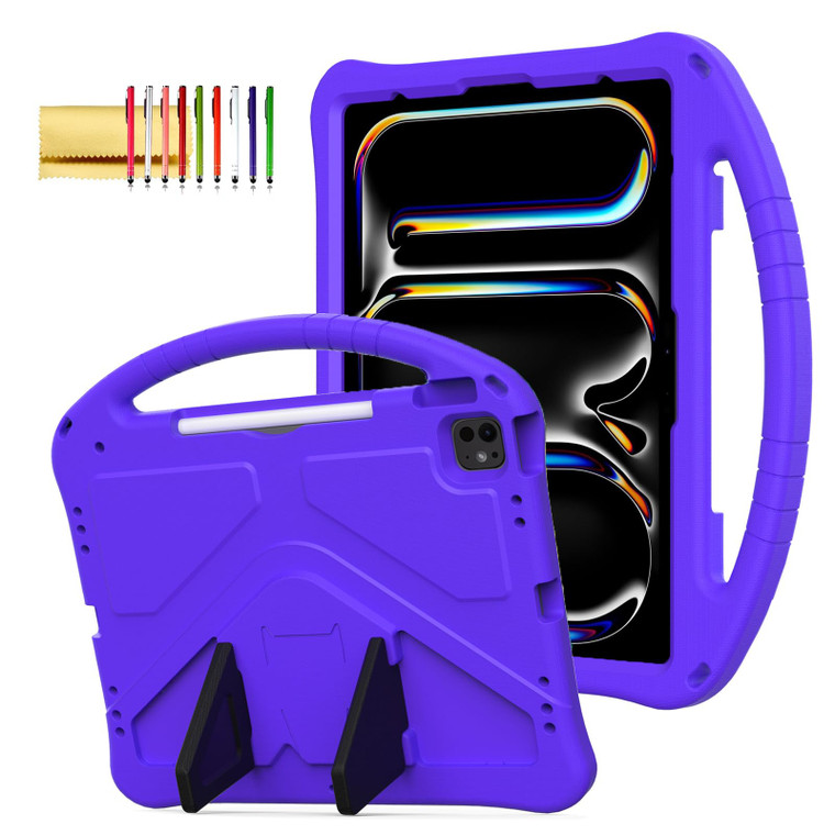 Kids Case for iPad Pro 13" 2025 2024/Air 13" M3 M2, iPad Pro 12.9 2018-2022 Cover with Pencil Holder, Techcircle Lightweight Shockproof EVA Foam Hand