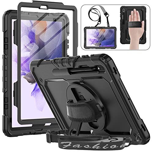 HXCASEAC Case for Samsung Galaxy Tab S7 FE 5G 12.4 inch, Protective with Screen Protector/Hand Strap/S Pen Holder, Heavy Duty Design for Samsung Gala