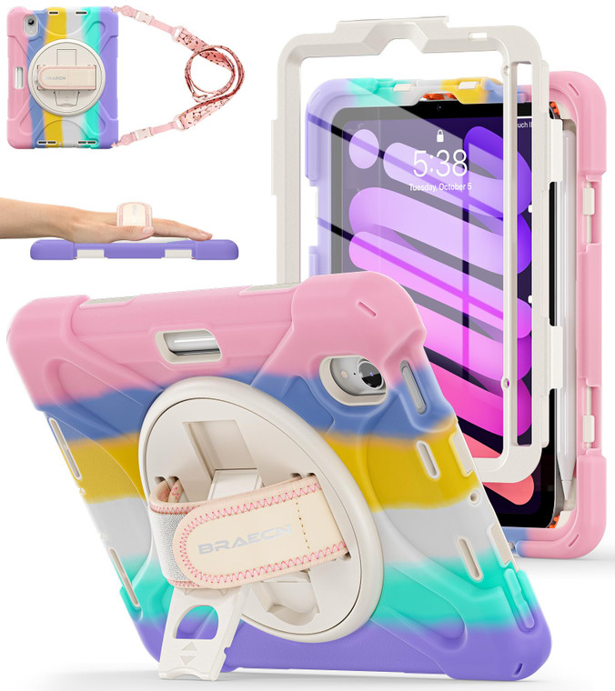 BRAECNstock Kids Case for Apple iPad mini 7 (A17 Pro) 2024/ Mini 6 8.3" Shockproof Protective iPad mini 7th/6th Gen Case with Screen Protector Pen Ho
