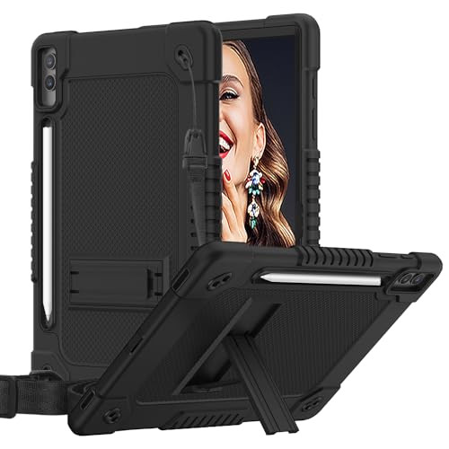 Kebiory Case for Samsung Galaxy Tab S10+ Plus 2024 /Tab S9 Plus Case 12.4 inch Kids Friendly Case with Kickstand/S Pen Holder/Shoulder Strap for Gala