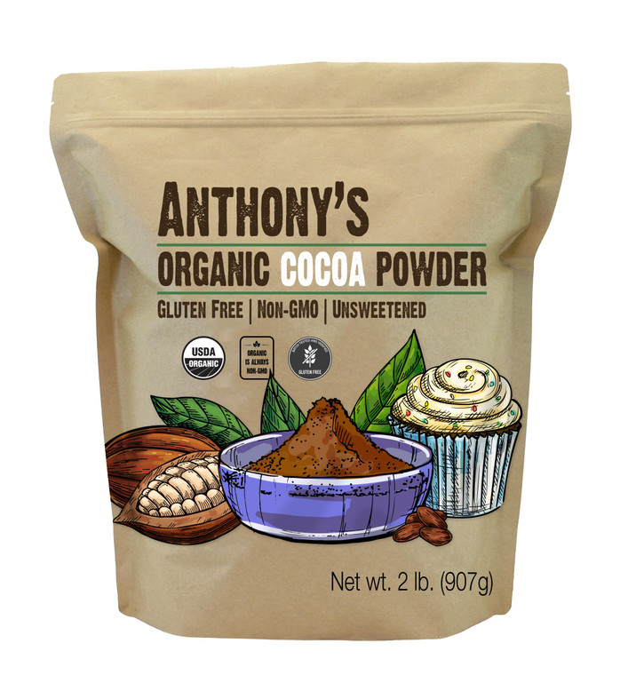Anthony's Organic Cocoa Powder, 2 lb, Gluten Free, Non GMO, Unsweetened