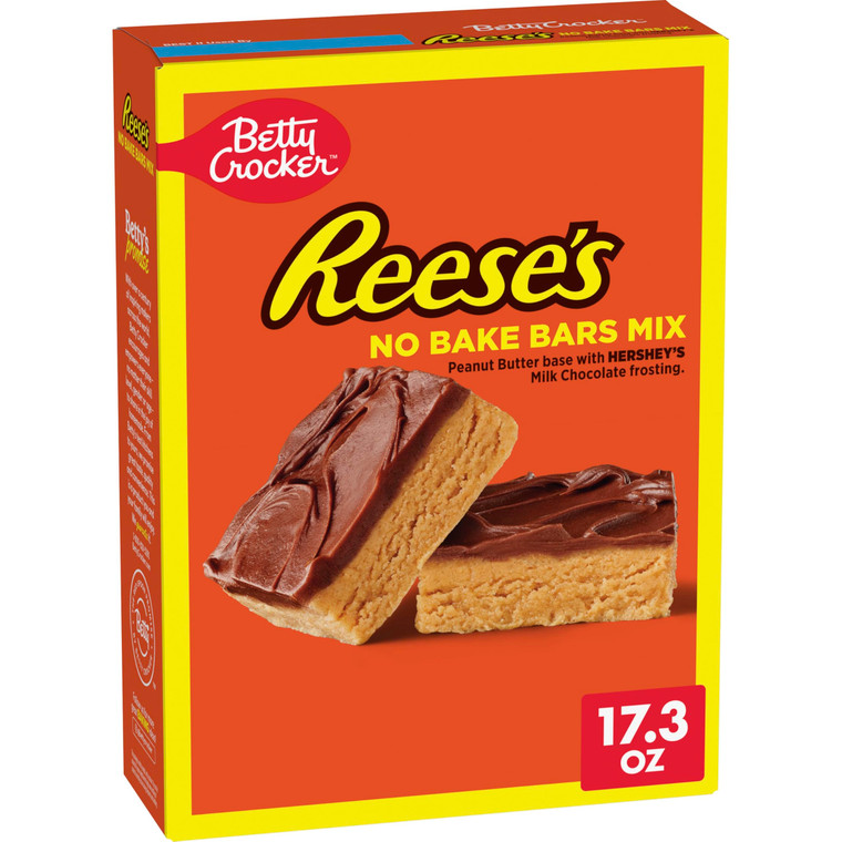 Betty Crocker REESE'S Peanut Butter No Bake Bars Mix With HERSHEYS Milk Chocolate Frosting, 17.3 oz