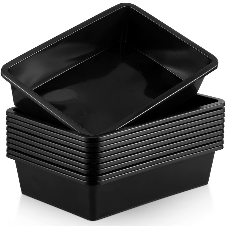 Qunclay 10 Pcs Flat Storage Tray Organizer Bin Letter Size Paper Trays for Classroom Art Activity Plastic Stackable File Paper Organizer for School O