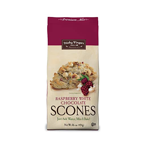 English Scone Mix, Raspberry White Chocolate by Sticky Fingers Bakeries  Easy to Make English Scones Fresh Baked, Makes 12 Scones (1pk)