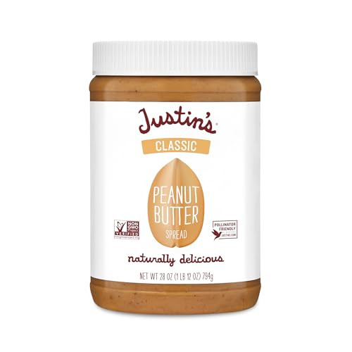 Justin's Classic Peanut Butter Creamy Spread, No Stir, Gluten-Free, 28 Ounce Jar, 1 Pack