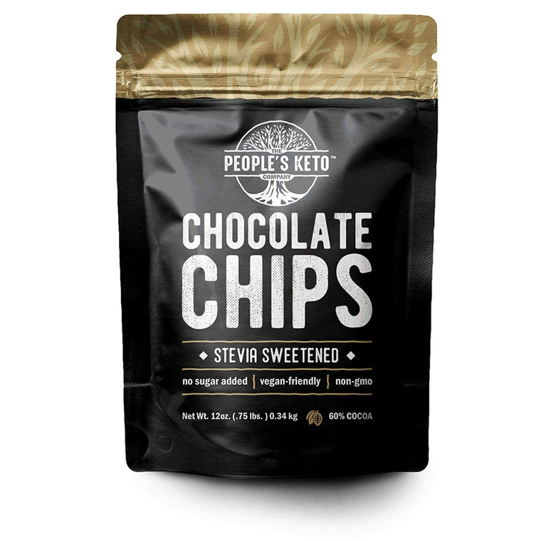 Sugar Free Large Chocolate Chips, Stevia Sweetened, 12 oz. Value Size, Non-GMO, Vegan, Keto, Low Carb, 60% Cocoa, All Natural, Baking Chips, Gluten F