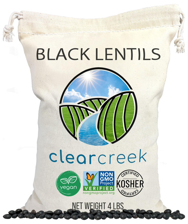 CLEAR CREEK Black Lentils | Caviar or Beluga Lentils | 4 lbs | Non-GMO | Kosher | Vegan | Non-Irradiated