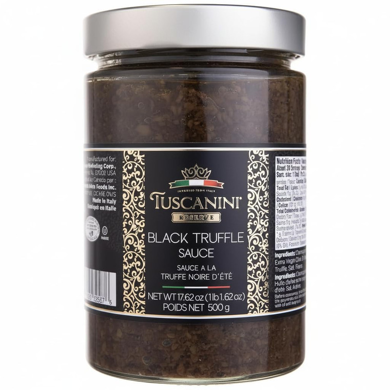 Tuscanini Reserve Black Summer Truffle Sauce, 17.6oz | For Drizzling over Meat, Bread, Pastas, Pizza and Fries | Value Size | Product of Italy | Cert