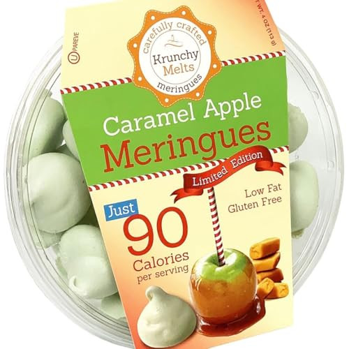 Krunchy Melts Original Meringue Cookies - Caramel Apple Flavor - Only 90 Calories Per Serving - Low Fat, Gluten Free, Dairy Free (4 Oz)