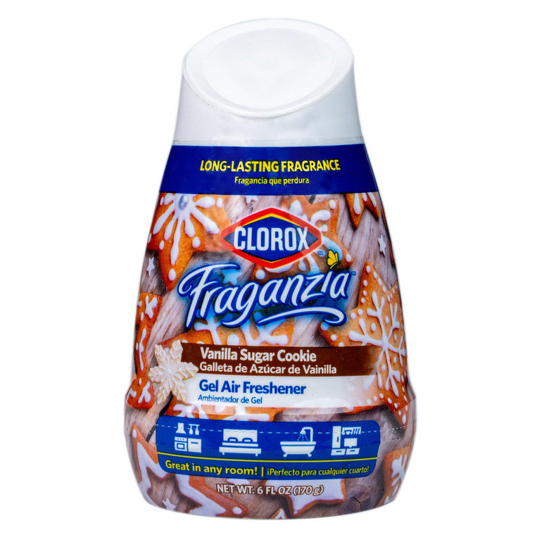 Clorox Fraganzia Gel Air Freshener Cone, Vanilla Sugar Cookie Scent - No-Plug, Battery-Free Air Freshener for Small Rooms, Closets, Kitchens, Bathroo