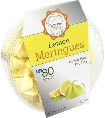 Krunchy Melts Original Meringue Cookies - Lemon Flavor - Only 80 Calories Per Serving - Fat Free, Gluten Free, Dairy Free (4 Oz)