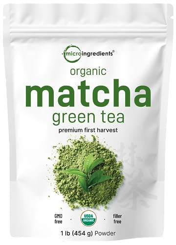 Micro Ingredients Organic Matcha Green Tea Powder, First Harvest, Culinary Grade from Japan, 100% Pure & Unflavored, Great for Tea, Latte, & Smoothie