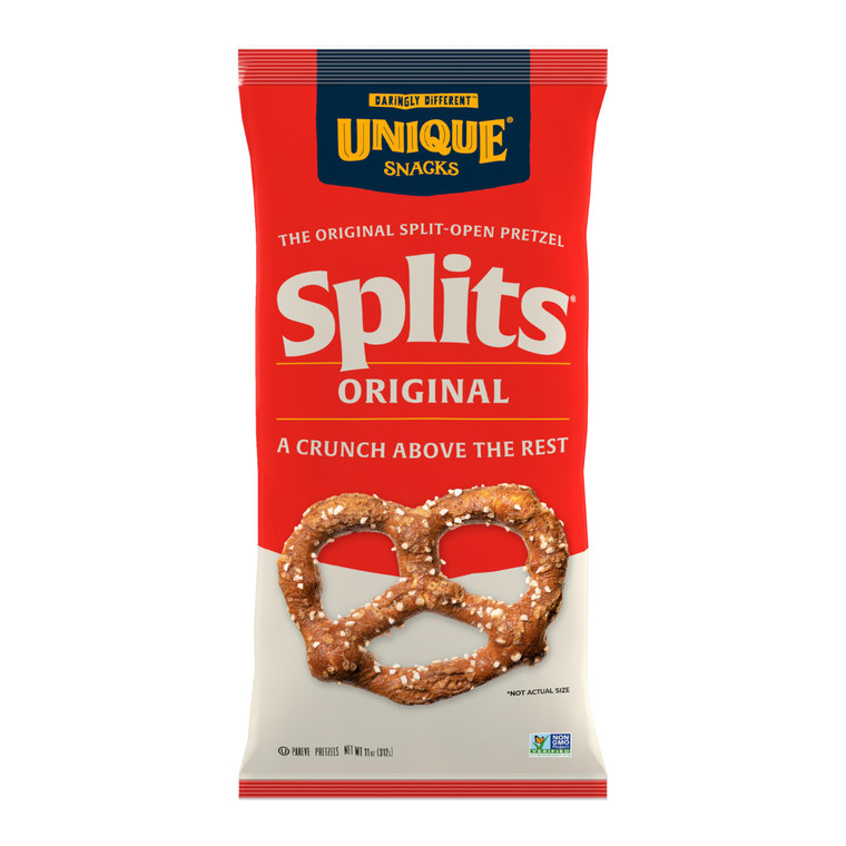 Unique Snacks Original Splits Pretzels, Delicious Homestyle Baked Snack Bag, OU Kosher, and Non-GMO Food, No Artificial Flavor, 11 Oz. Bag, Pack of 6