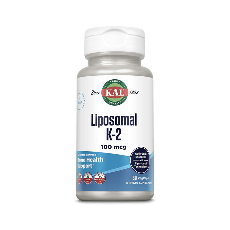 KAL Liposomal Vitamin K2 Supplement with MK7 100 mcg - High Absorption, Liposomal Technology - Advanced Bone Support - Vegan, Gluten Free, Made Witho