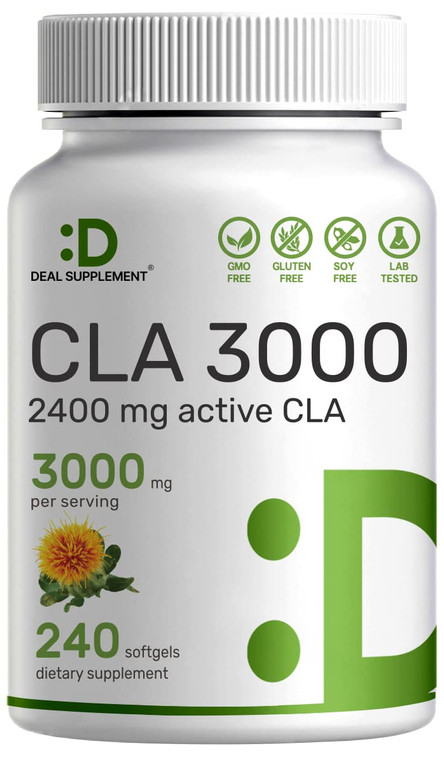 Ultra Strength CLA 3000mg | 240 Softgels, Active Conjugated Linoleic Acid from Safflower Oil