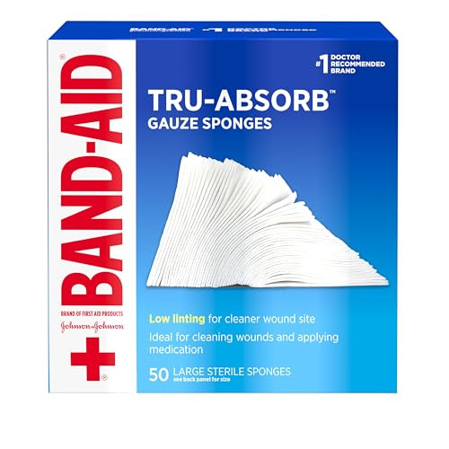 BAND-AID Brand First Aid Products Tru-Absorb Sterile Gauze Sponges for Cleaning and Cushioning Minor Wounds, Cuts & Burns, Low-Lint Design, Individua