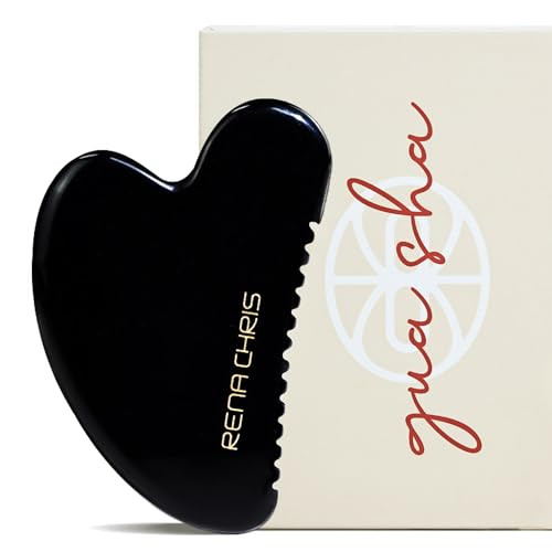 Rena Chris Gua Sha Facial Tools, Obsidian Guasha Tool for Acupuncture, Manual Massage Tool for Jawline Sculpting and Puffiness Reducing, Gua Sha Faci