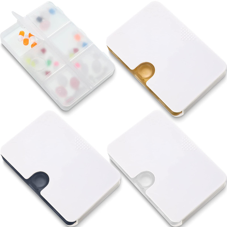 Patelai 3 Pieces Travel Pill Organizer 6 Compartments Portable Pill Case for Pocket Purse Small Drawer Type Medicine Box Vitamin Holder Container wit