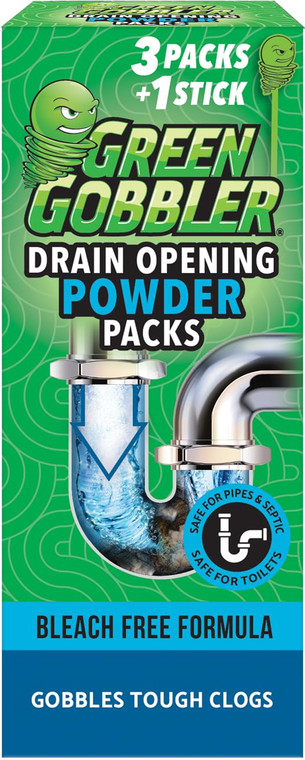 Green Gobbler DRAIN OPENER PACS | Hair Clog Remover | Toilet Clog Remover | Sinks & Tub Drain Cleaner