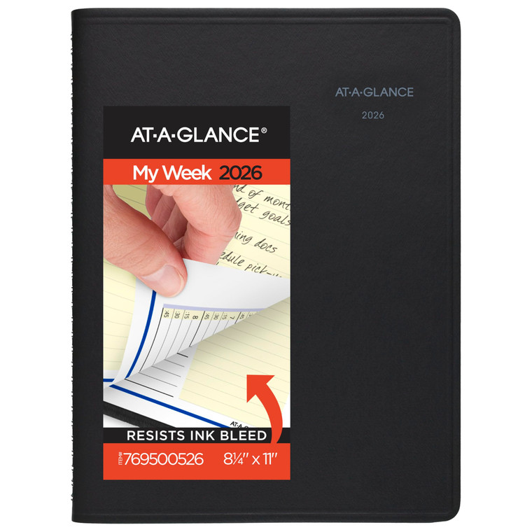 AT-A-GLANCE 2026 Appointment Book Planner, Weekly & Monthly, 8-1/4" x 11", Large, QuickNotes, Black (769500526)