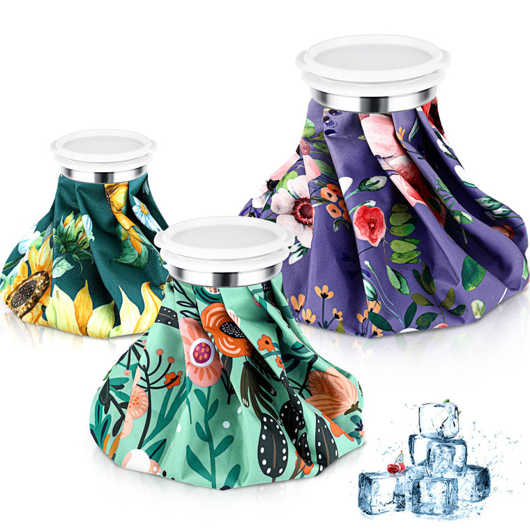 Nuanchu 3 Pieces Ice Bags for Injuries Reusable Ice Pack Hot Cold Water Bag 6, 9, 10 Inches Hot Cold Therapy and Pain Relief Pain Screw Top for Sport