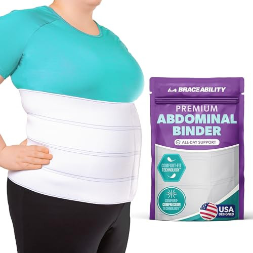 BraceAbility Medical Abdominal Stomach Binder - Belly Band Compression for Diastasis Recti, Postpartum, Post-Surgical Wrap for Tummy Tuck Recovery, P