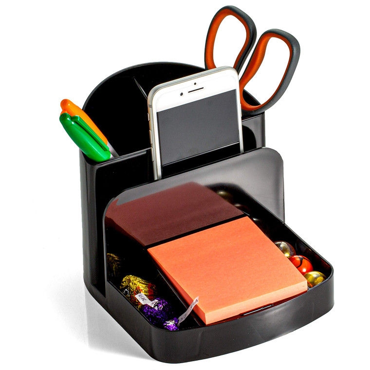 Officemate Recycled Deluxe Desk Organizer, Black (26022) 5" x 5.4" x 6.8"