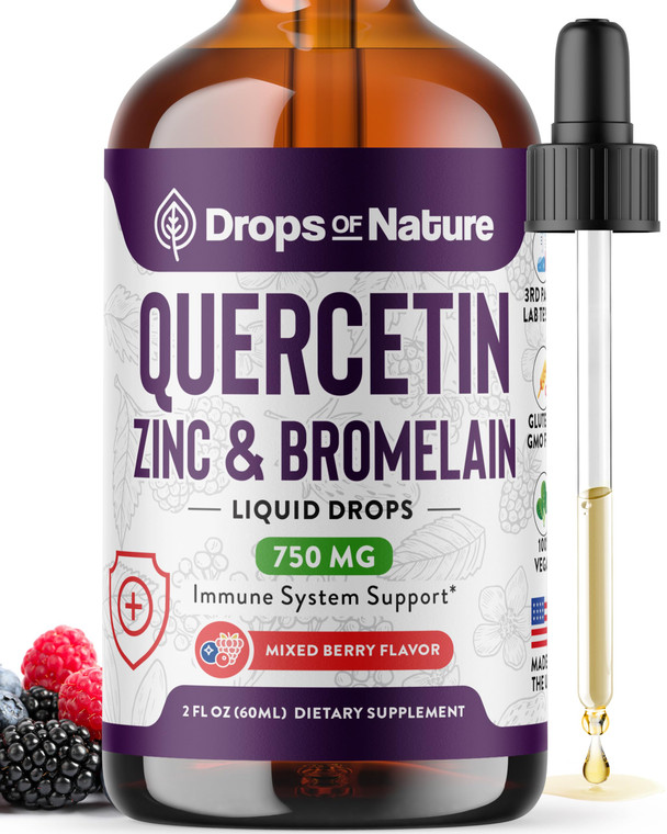 Quercetin with Bromelain & Zinc (5mg) Liquid Drops  Immune Support for Adults & Kids  Ultra-Concentrated Bioflavonoids  Immune Defense  Cellular