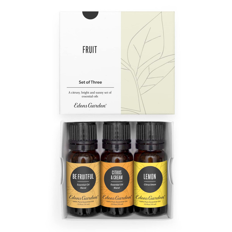 Edens Garden Fruit Essential Oils 3 Set  100% Pure Therapeutic Grade Aromatherapy Oil & Blends: Be Fruitful, Citrus Cream & Lemon Oil  No Fragrance