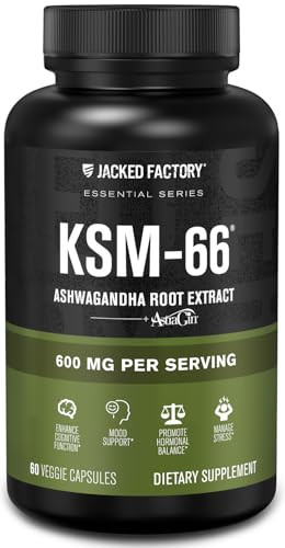 Jacked Factory Ashwagandha Root Extract (KSM-66 Ashwagandha) w/ 5% Withanolides - Supplement for Natural Stress Relief, Cognitive Function, Vitality,