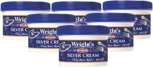 Wright's Silver Cleaner and Polish Cream - 6 Pack - 8 Ounce - Ammonia-Free - Gently Clean and Remove Tarnish without Scratching