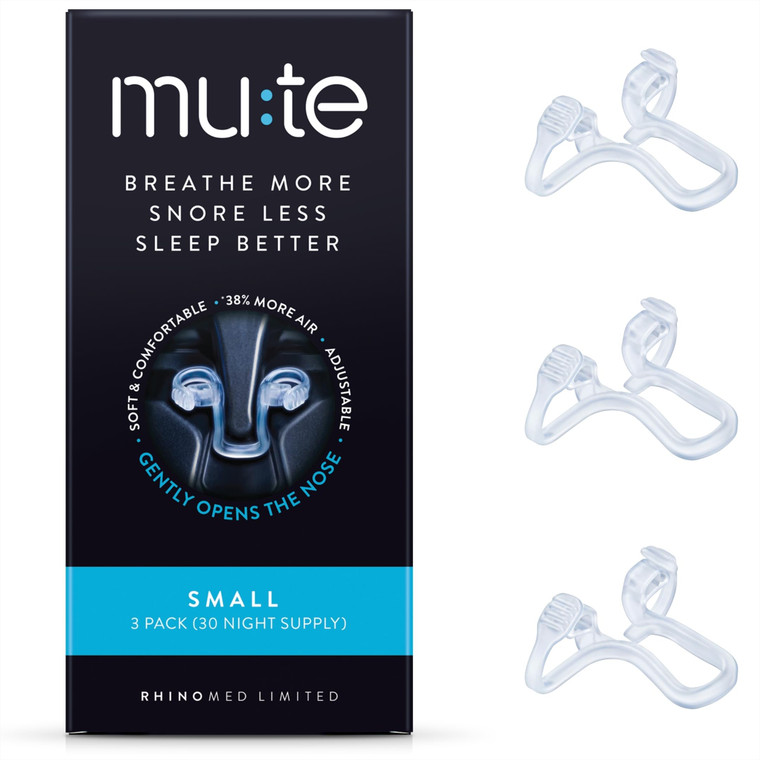 Mute by Rhinomed Nasal Dilator for Snore Reduction | Small 3pk | Increase Airflow | Anti Snoring Devices | Nasal Dilators for Sleeping | Internal Nas