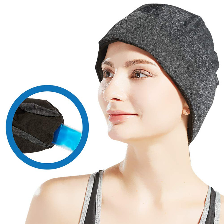 BODYPROX Migraine Relief Ice Pack Hat, Head Gel Ice Cap for Tension Headache Relief