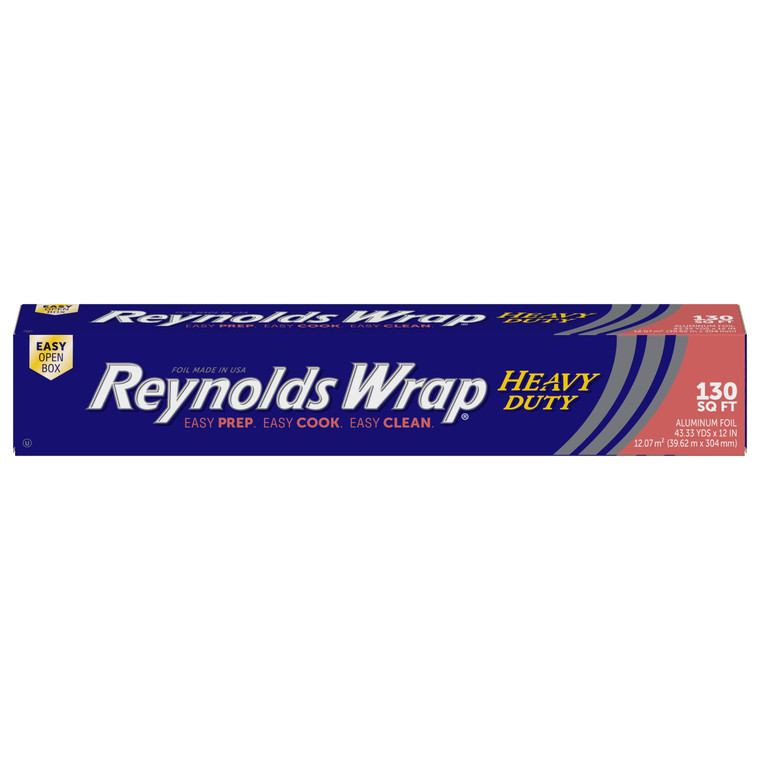 Reynolds Wrap Heavy Duty Aluminum Foil Roll, Thick Heavy Duty Foil for Added Strength and Durability, Secure Easy Open and Close Tab, 12 Inches Wide,