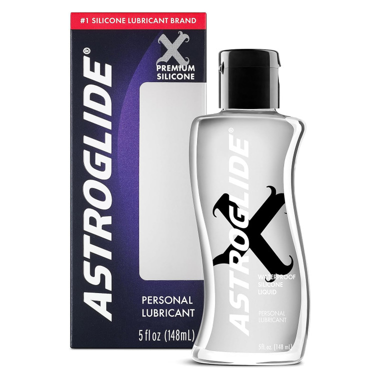 Astroglide Silicone Lube (5oz), X Premium Personal Lubricant for Vaginal and Anal Sex, Silky Lube, Waterproof for Water Play