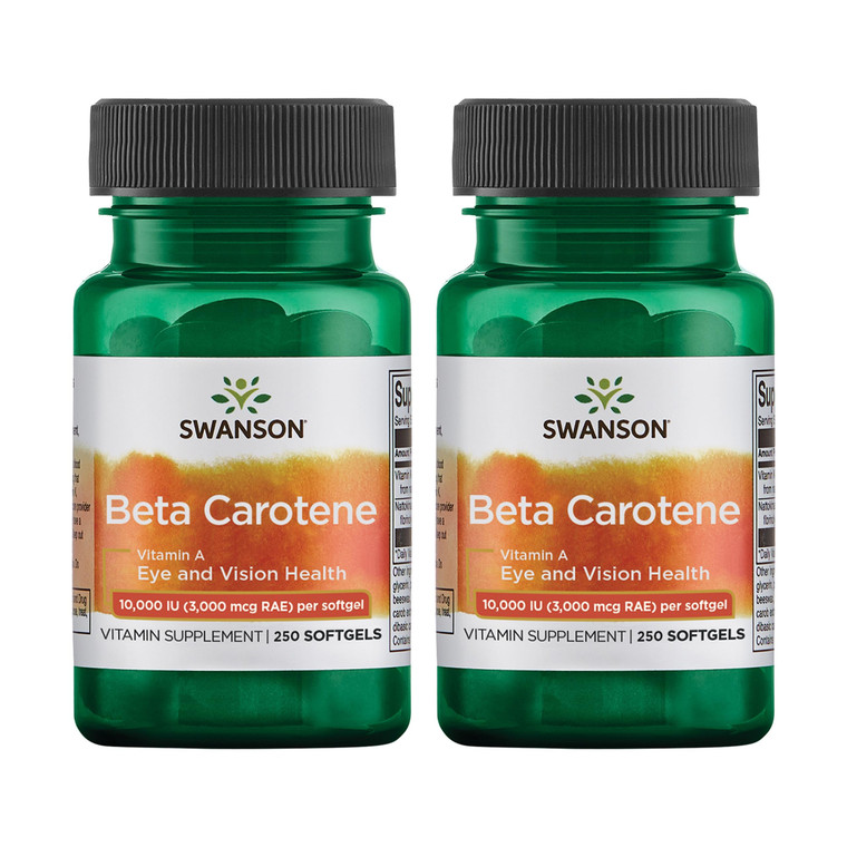 Swanson Beta-Carotene - Vitamin A Supplement Promoting Immune Health, Eye & Skin Health - Natural Wellness Formula - (250 Softgels, 3000mcg Each) (2
