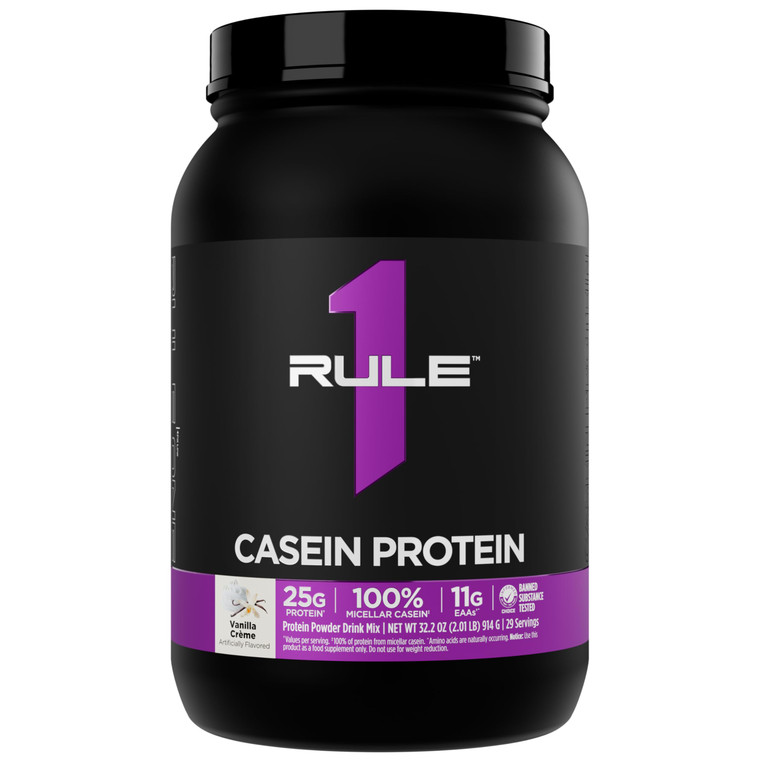 Rule 1 Casein Protein - 25g Protein and 11g EAAs Per Serving from Slow-Release Micellar Casein for Overnight Recovery and Sustained Delivery Between