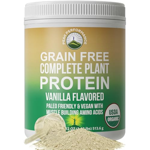 Peak Performance Organic Paleo Grain Free Plant Based Raw Vegan Protein Powder. Amazing Amino Acid Profile and Less Than 1g of Sugar. with Hemp and P