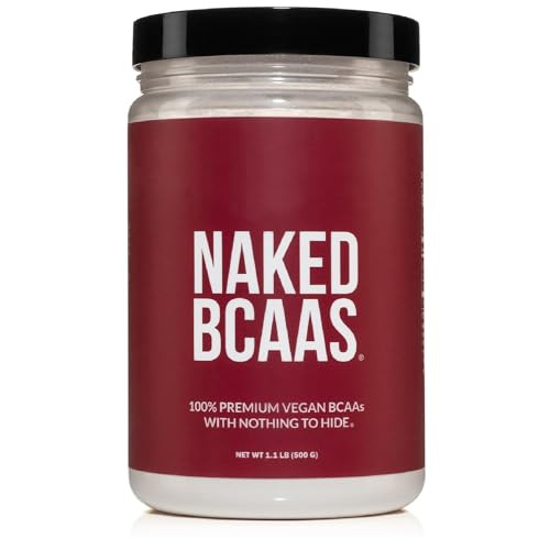 NAKED BCAAs Amino Acids Powder, Only 1 Ingredient, Pure 2:1:1 Formula, Vegan Unflavored Branched Chain Amino Acids, Instantized All Natural BCAA Supp