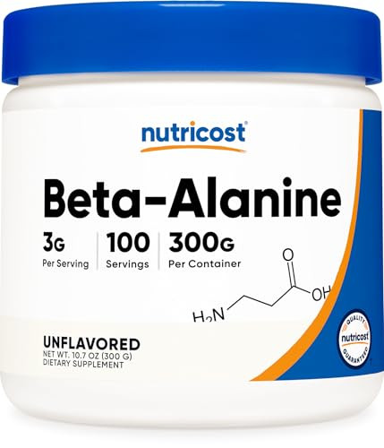 Nutricost Beta Alanine Powder 300 Grams (10.7oz) - 3 Grams Per Serving