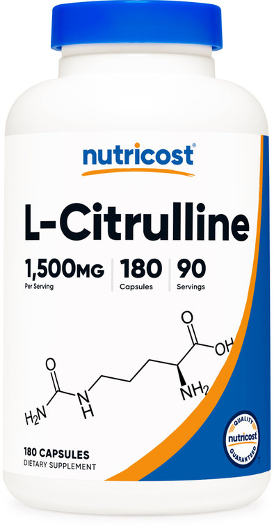 Nutricost L-Citrulline 1500mg, 180 Capsules - 750mg Per Capsule, Gluten Free, Non-GMO, Packaging May Vary