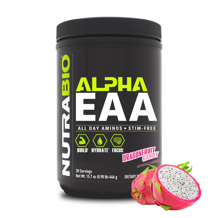 NutraBio Alpha EAA - All-Day Amino Acids for Muscle Growth and Hydration - Essential Amino Acids with Nootropics & Adaptogens- Full Spectrum EAA BCAA