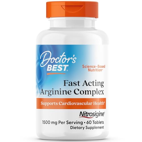 Doctors BEST Fast Acting Arginine Complex, Supports Cardiovascular Health, Non-GMO, Gluten Free, Soy Free, Vegan 60 Tablets