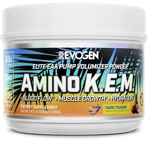 Evogen Amino K.E.M. - EAA & BCAA Powder Pump Volumizer | BCAAs Amino Acids Supplement for Blood Flow, Muscle Growth, & Hydration | Tropic Thunder | 3