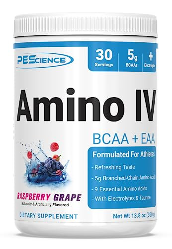 PEScience Amino IV BCAA & EAA Powder, Essential Amino Acids, Taurine, Electrolytes for Hydration and Muscle Recovery, Sugar Free for Men & Women, Pos