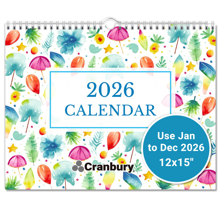 CRANBURY 2026 Wall Calendar 12x15, Large Hanging or Desk Monthly Planner, Seasons Theme, 12 x 15 Size, JanDec 2026, Includes Planner Stickers